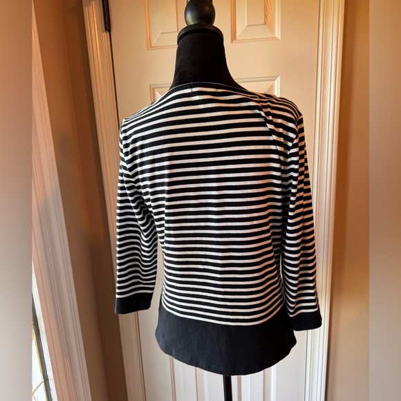 Chaps women’s Black and White Striped Shirt - Picture 6 of 7